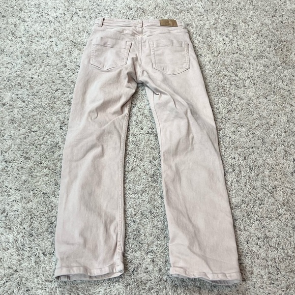 Zara High Rise Button Fly Solid Light Pink Skinny Denim Jeans Size 2 Pockets - Picture 3 of 7
